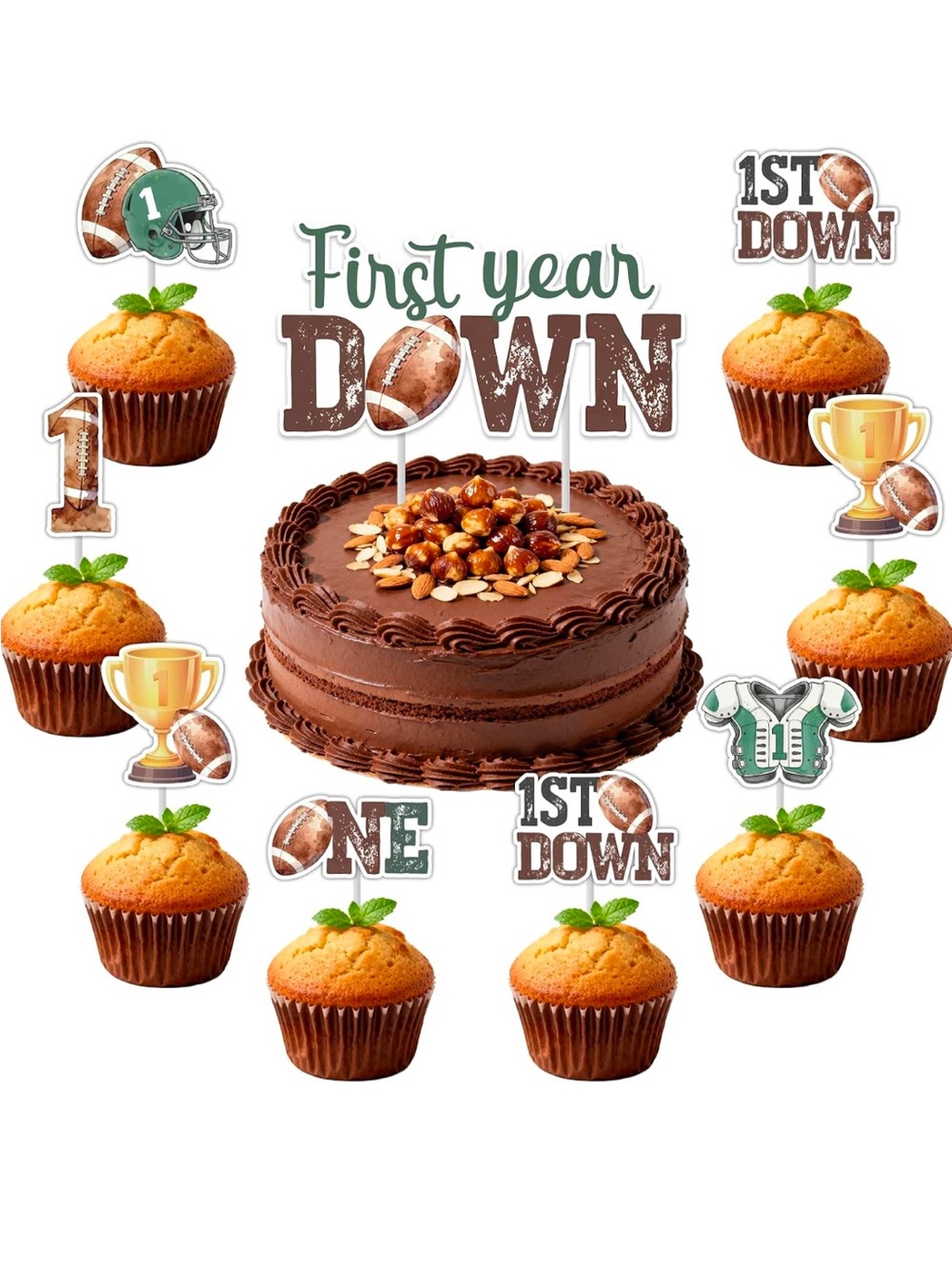 First Year Down cake topper and cupcake toppers